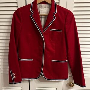 Thom Browne for Brooks Brothers Black Fleece Red cotton Blazer w blue/wh ribbon